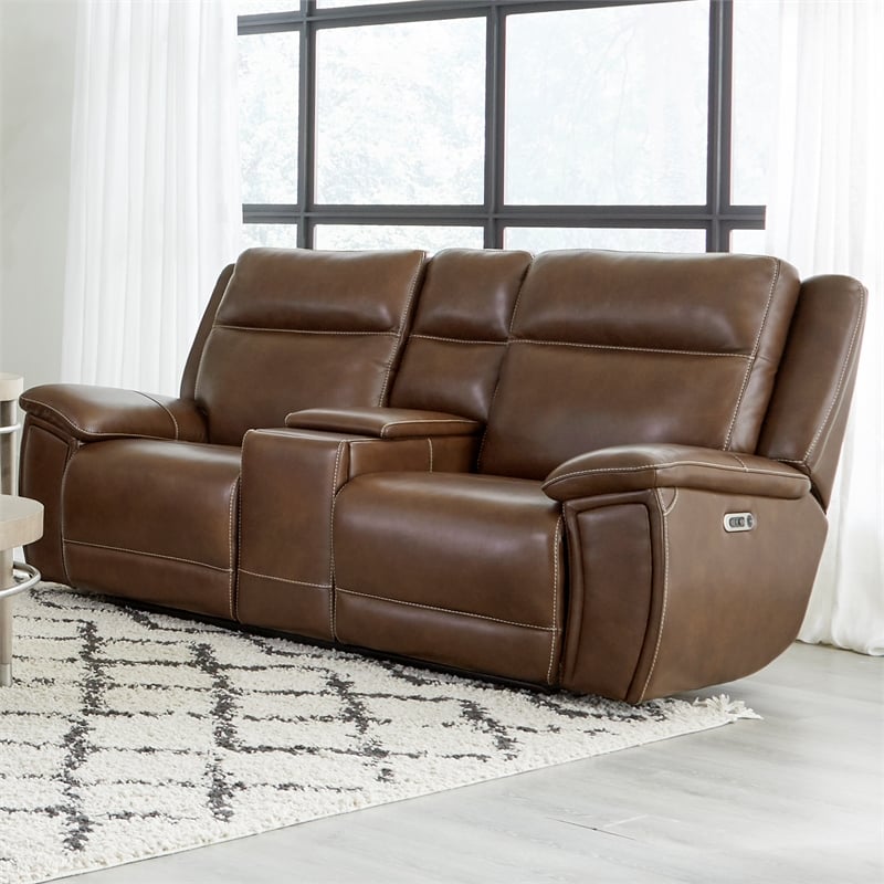 Pemberly Row Hickory Power Reclining Zero Gravity Sofa and Loveseat