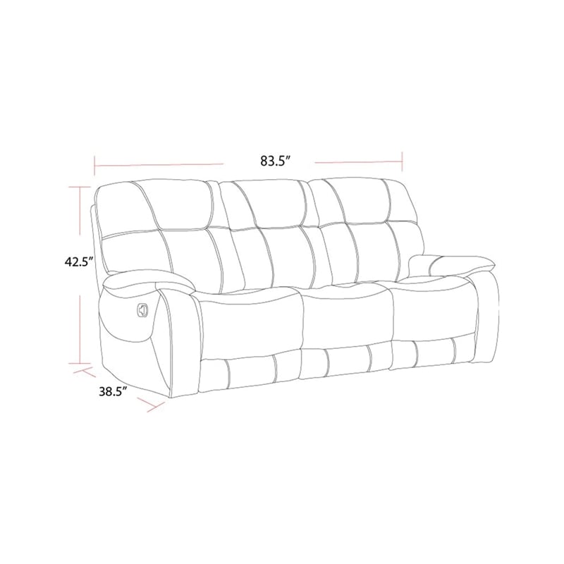 Pemberly Row Shadow Natural Manual Glider Reclining Sofa and 2 Recliners