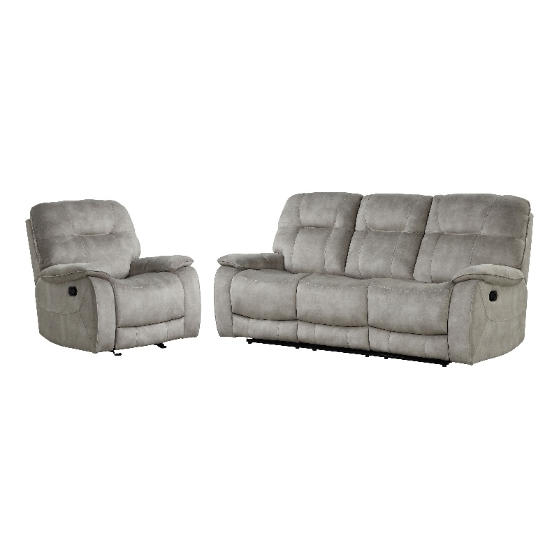 Pemberly Row Shadow Natural Manual Reclining Sofa and Recliner