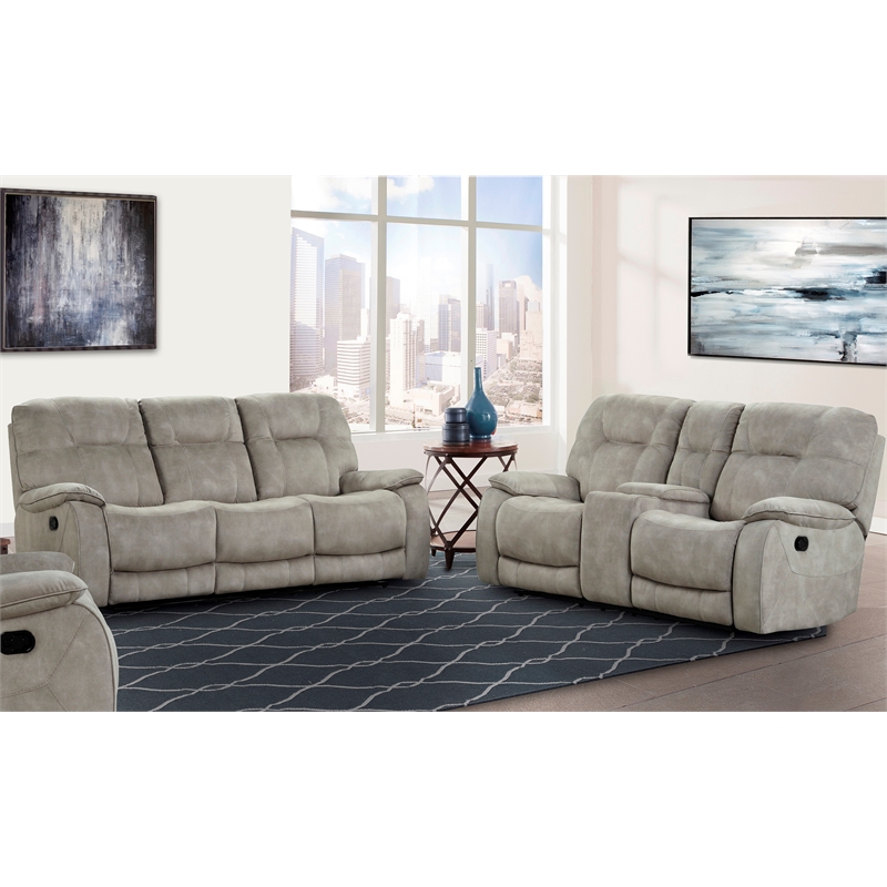 Pemberly Row Shadow Natural Manual Reclining Sofa and Loveseat