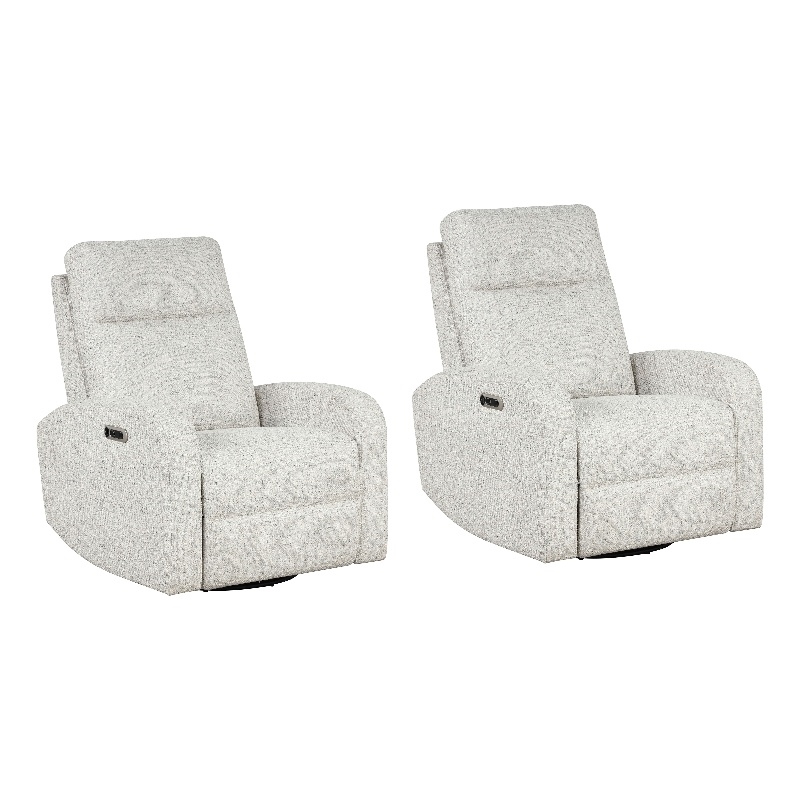 Pemberly Row Natural Beauty Quartz Power Swivel Glider Recliner 2 Pack