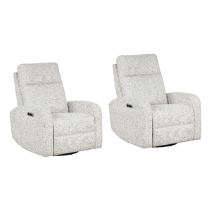 Pemberly Row Natural Beauty Quartz Power Swivel Glider Recliner 2 Pack