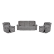 Pemberly Row Bristol Grey Power Reclining Sofa and Two Recliners