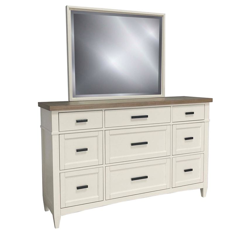 Pemberly Row King Platform Bed 2 Nightstands and Dresser Mirror