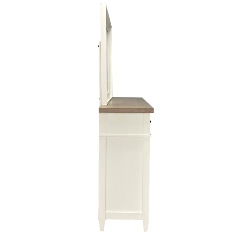 Pemberly Row Queen Shelter Bed 2 Nightstands and Dresser Mirror