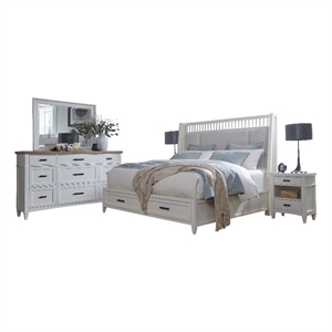 Pemberly Row Queen Shelter Bed 2 Nightstands and Dresser Mirror