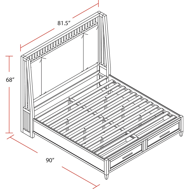 Pemberly Row King Shelter Bed 2 Nightstands and Dresser Mirror