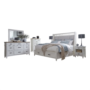 Pemberly Row Queen Bed 2 Nightstands Dresser Mirror and Chest