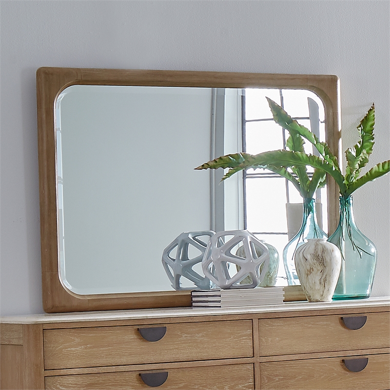 Pemberly Row Bedroom Queen Poster Bed with Dresser and Mirror