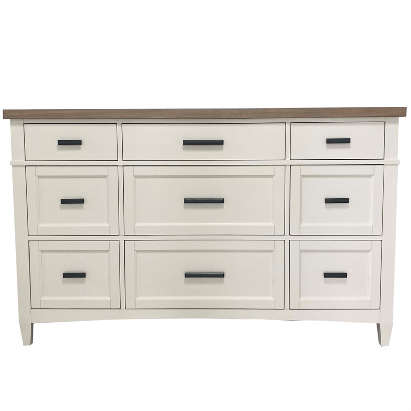 Pemberly Row Bedroom King Platform Bed with Dresser and Mirror