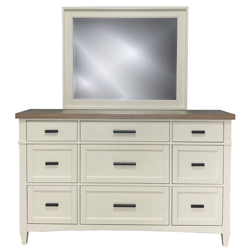 Pemberly Row Bedroom King Platform Bed with Dresser and Mirror