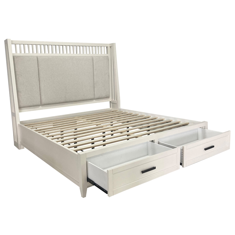 Pemberly Row Bedroom Queen Shelter Bed with Dresser and Mirror