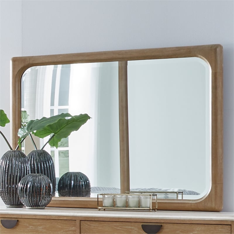 Pemberly Row Queen Panel Bed 2 Nightstands and Dresser with Mirror