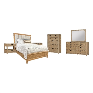 Pemberly Row King Panel Bed 2 Nightstands Dresser with Mirror and Chest