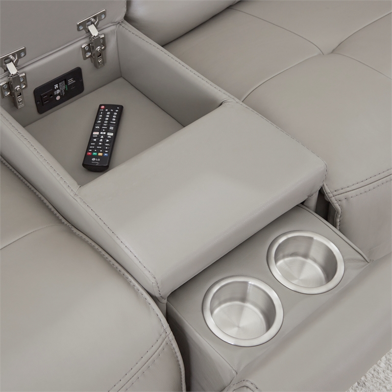 Pemberly Row Pewter 6 Piece Zero Gravity Power Reclining Sectional