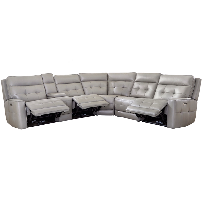 Pemberly Row Pewter 6 Piece Zero Gravity Power Reclining Sectional