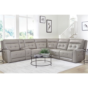 Pemberly Row Pewter 6 Piece Zero Gravity Power Reclining Sectional
