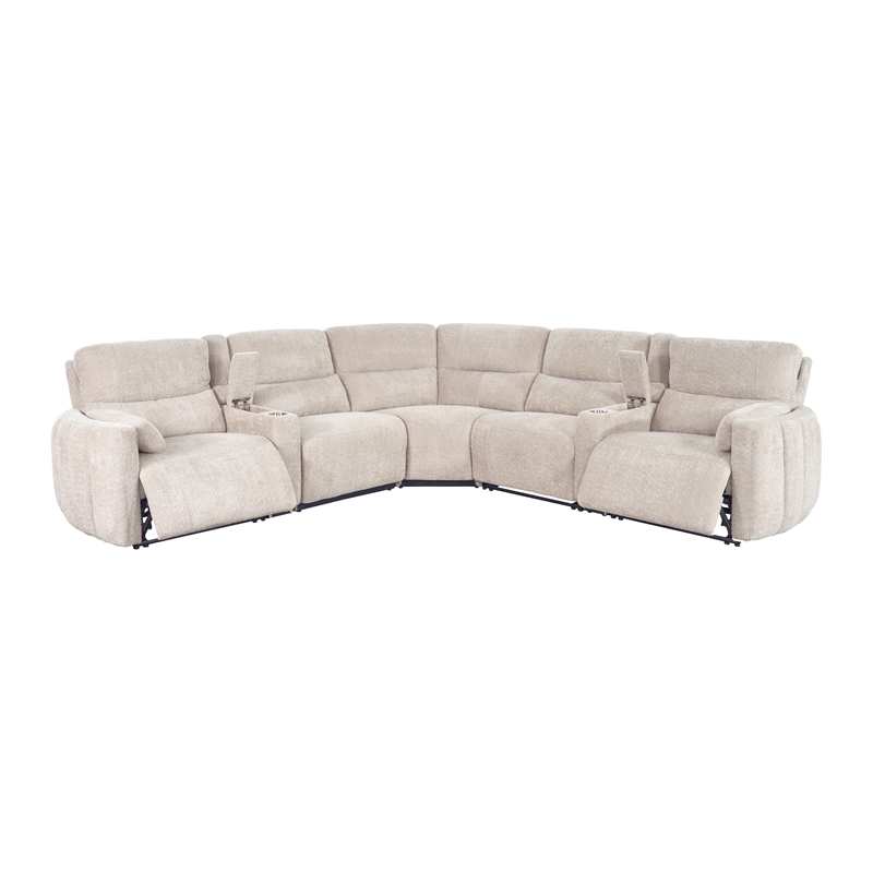 Pemberly Row Buttercream 7 Piece Modular Power Reclining Sectional