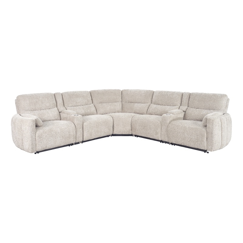 Pemberly Row Buttercream 7 Piece Modular Power Reclining Sectional