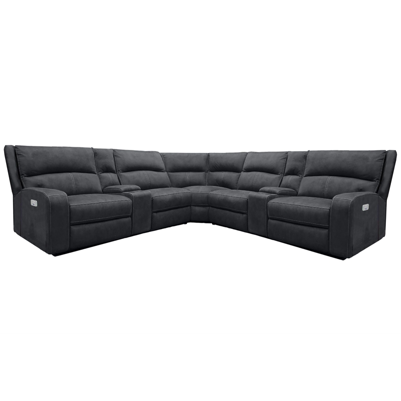 Pemberly Row Slate 7 Piece Power Reclining Adjustable Headrests Sectional