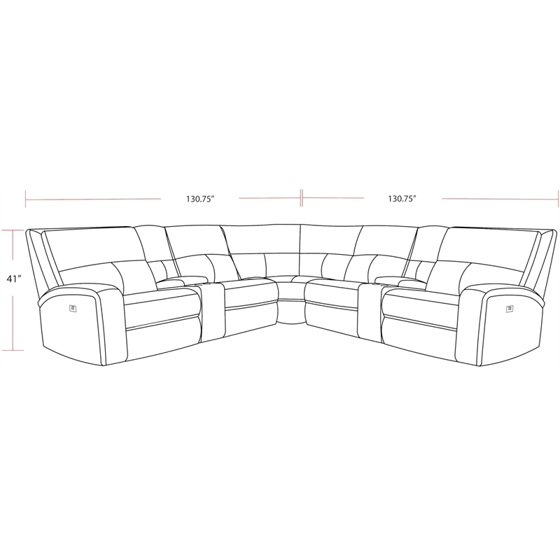 Pemberly Row Slate 7 Piece Power Reclining Adjustable Headrests Sectional