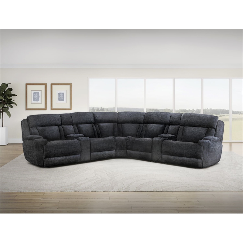Pemberly Row Charcoal 7 Piece Power Reclining Adjustable Headrests Sectional