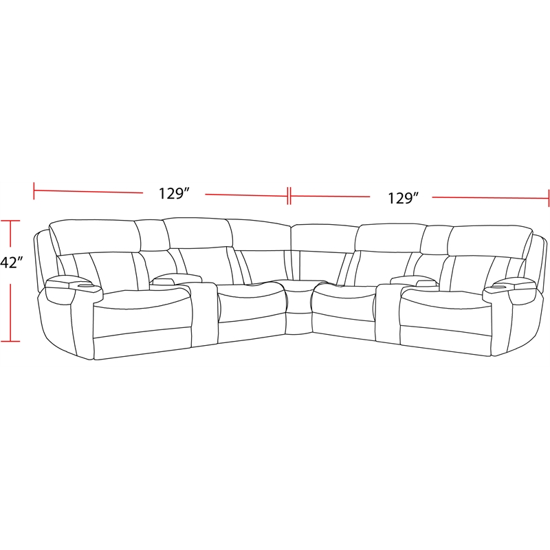 Pemberly Row Charcoal 7 Piece Power Reclining Adjustable Headrests Sectional