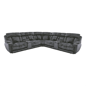 Pemberly Row Charcoal 7 Piece Power Reclining Adjustable Headrests Sectional
