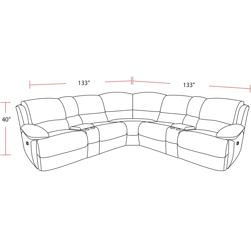 Pemberly Row Black 7 Piece Power Reclining Adjustable Headrests Sectional
