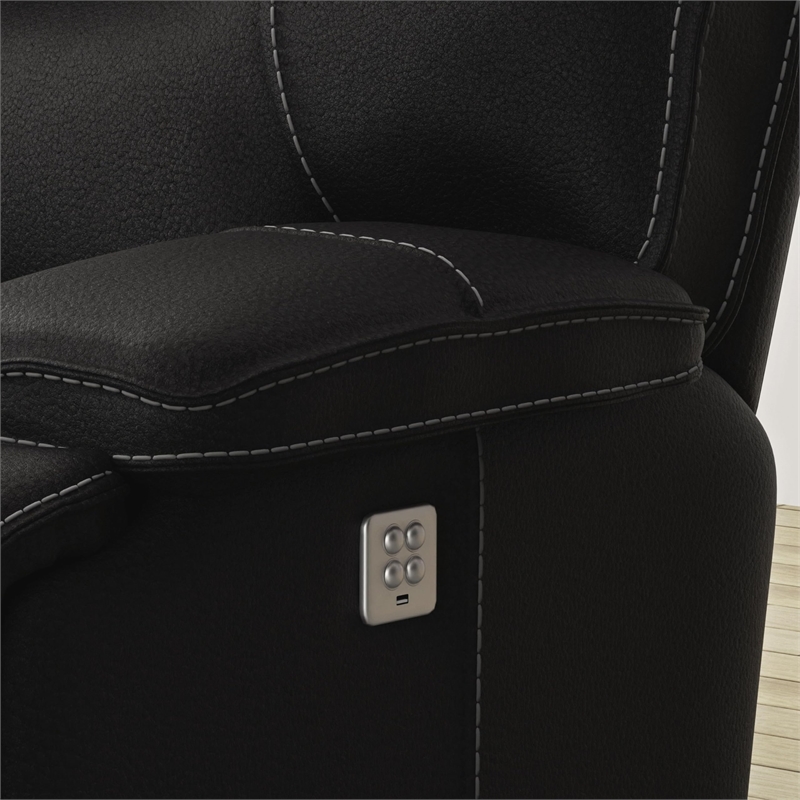 Pemberly Row Black 7 Piece Power Reclining Adjustable Headrests Sectional