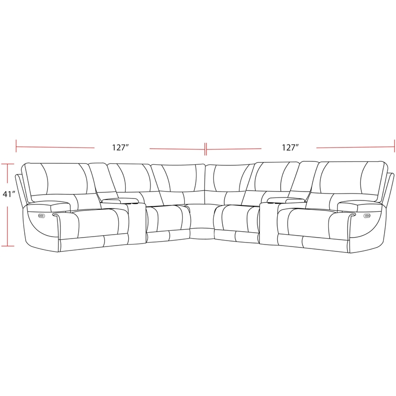 Pemberly Row Azure Freemotion 7Pc Power Reclining Adjustable Headrests Sectional