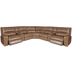Pemberly Row Bourbon 7 Piece Power Reclining Adjustable Headrests Sectional
