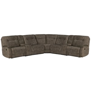 Pemberly Row Shadow Brown 7 Piece Modular Manual Reclining Sectional