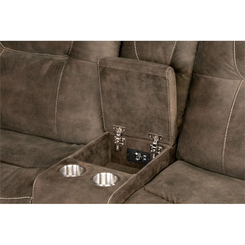 Pemberly Row Shadow Brown 7 Piece Modular Manual Reclining Sectional