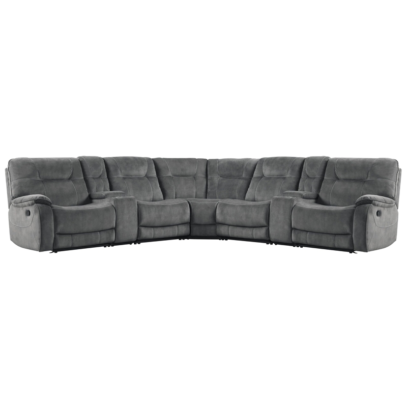 Pemberly Row Shadow Grey 7 Piece Modular Manual Reclining Sectional