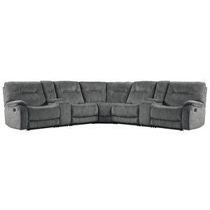 Pemberly Row Shadow Grey 7 Piece Modular Manual Reclining Sectional