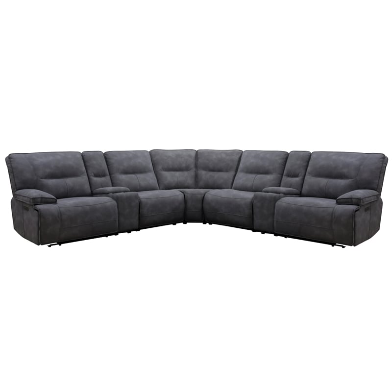 Pemberly Row Cobalt 7Piece Power ZG Reclining Adjustable Headrest Sectional