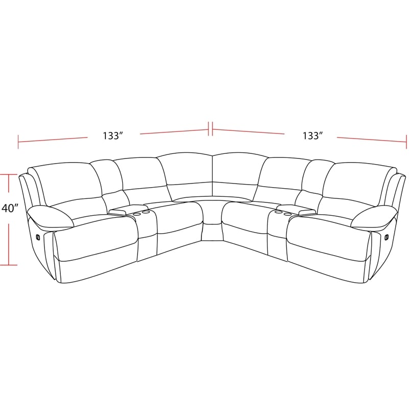 Pemberly Row Cobalt 7Piece Power ZG Reclining Adjustable Headrest Sectional