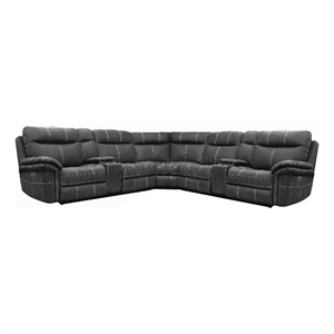Pemberly Row Charcoal 7 Piece Power Reclining Sectional Adjustable Headrests