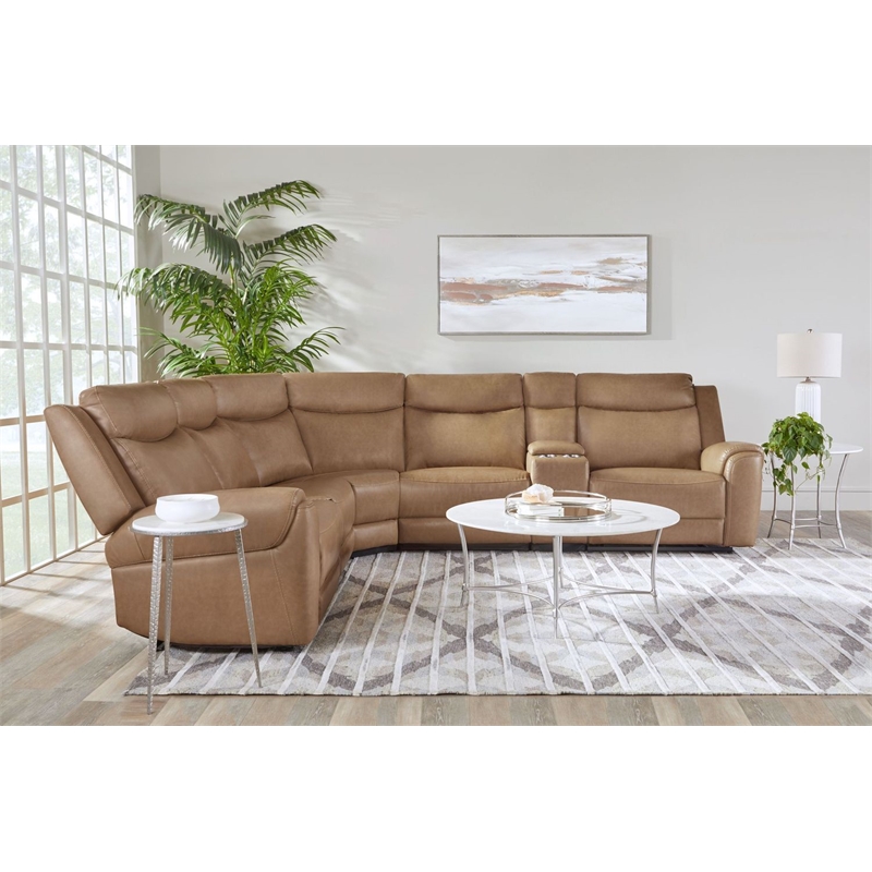 Pemberly Row Cashew 6 Piece Power Reclining Headrests Sectional