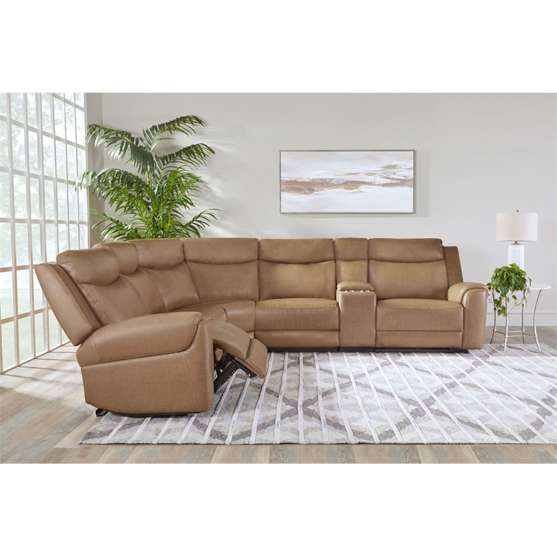Pemberly Row Cashew 6 Piece Power Reclining Headrests Sectional