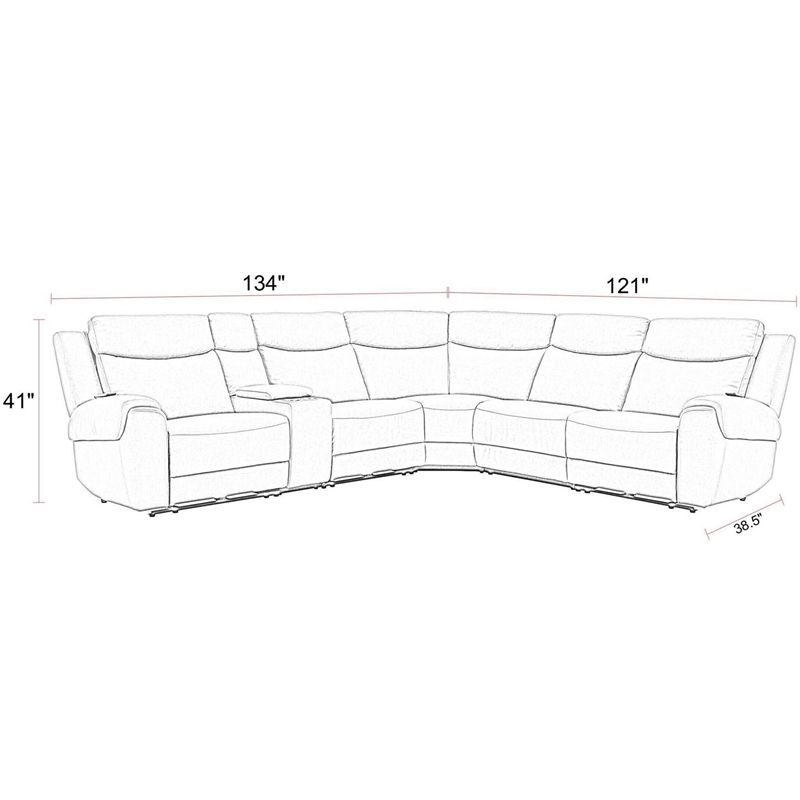 Pemberly Row Cashew 6 Piece Power Reclining Headrests Sectional