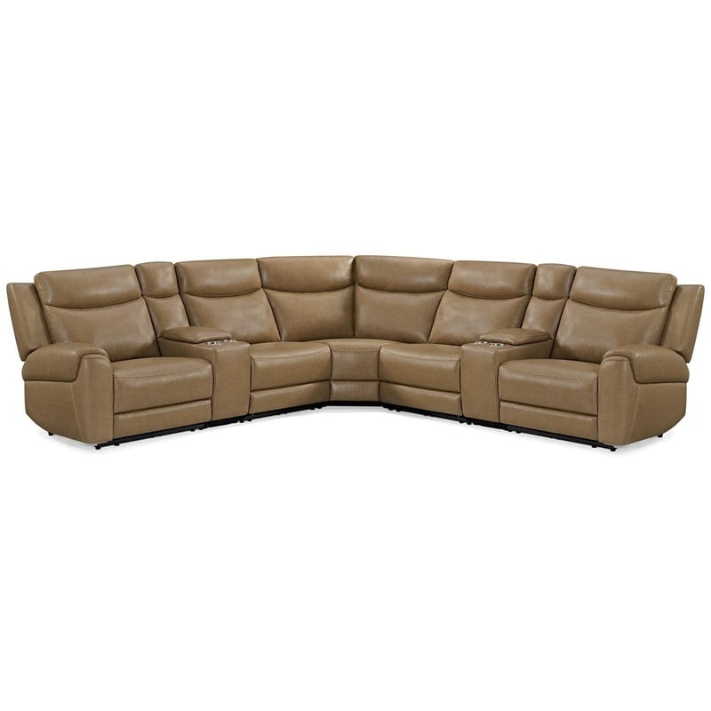Pemberly Row Cashew 7 Piece Power Reclining Adjustable Headrests Sectional