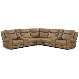Pemberly Row Cashew 7 Piece Power Reclining Adjustable Headrests Sectional