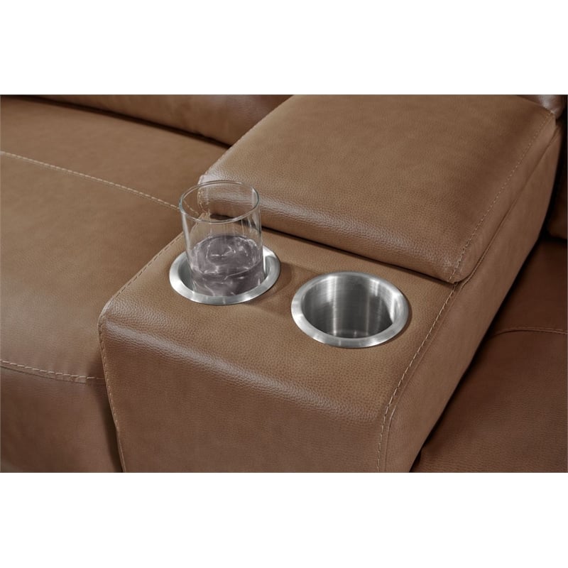 Pemberly Row Cashew 7 Piece Power Reclining Adjustable Headrests Sectional