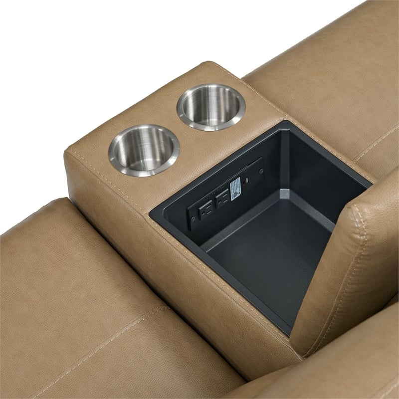 Pemberly Row Cashew 7 Piece Power Reclining Adjustable Headrests Sectional