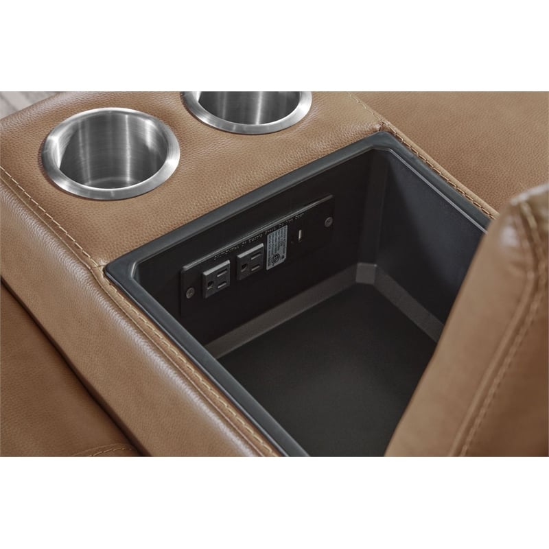 Pemberly Row Cashew 7 Piece Power Reclining Adjustable Headrests Sectional