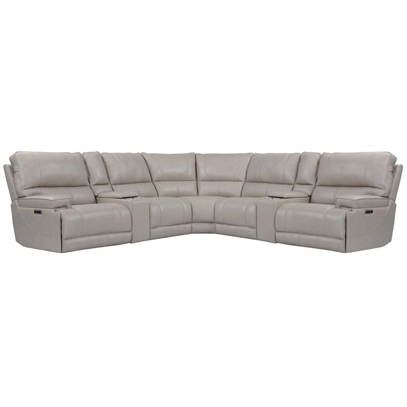 Pemberly Row Linen Freemotion 7Pc Power Reclining Adjustable Headrests Sectional