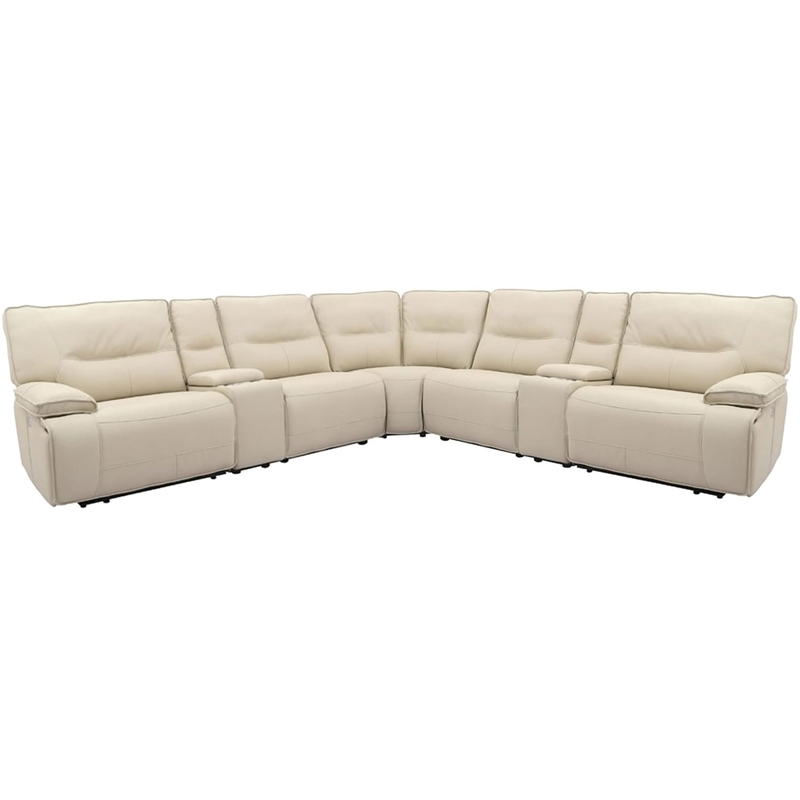 Pemberly Row Oyster 7 Piece Power Reclining Adjustable Headrests Sectional