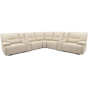 Pemberly Row Oyster 7 Piece Power Reclining Adjustable Headrests Sectional